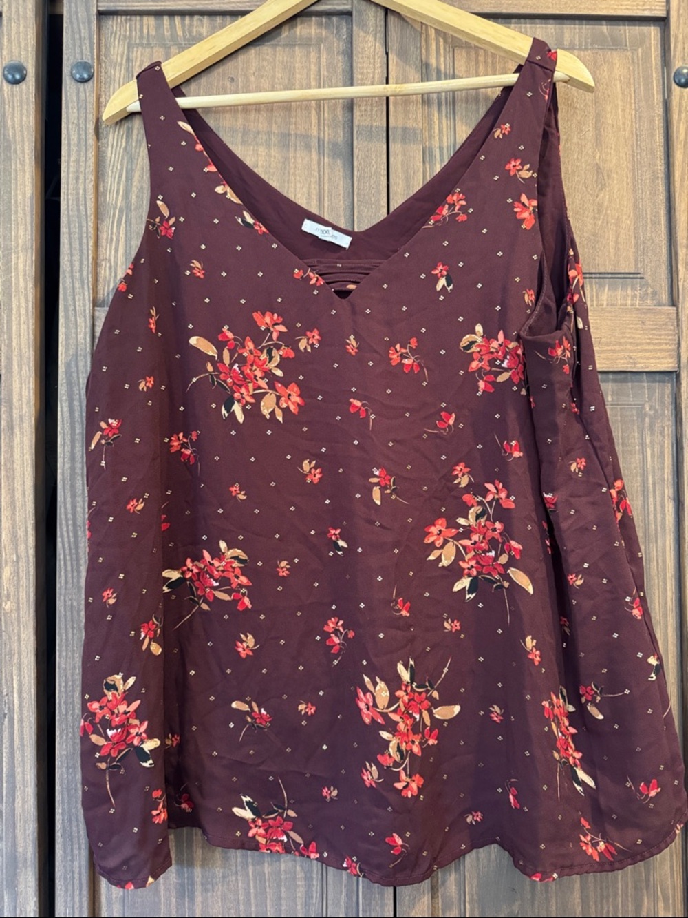Maurice’s Women’s V-Neck Floral Tank Top in Burgundy